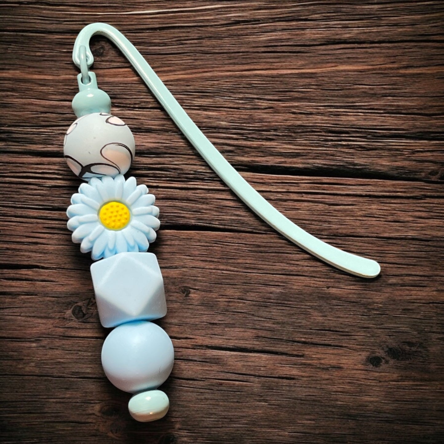 Blue Flower Beaded Bookmark - Handmade and Beautiful Reading Accessory