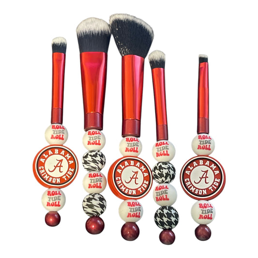 University of Alabama Beaded Makeup Brushes | Crimson Tide Cosmetic Brushes