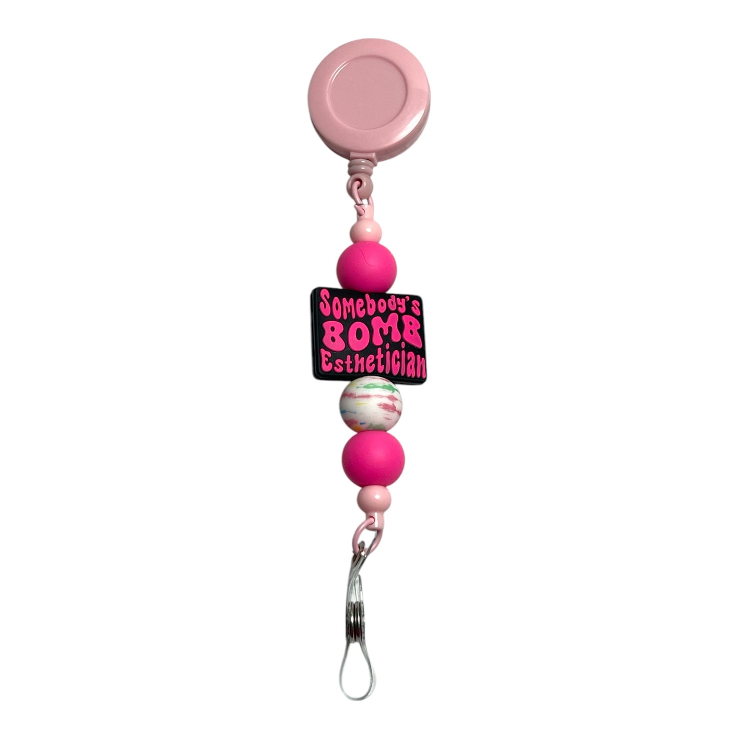 Beaded Badge Holder for Estheticians – Stylish ID Reel for Spa & Beauty Professionals