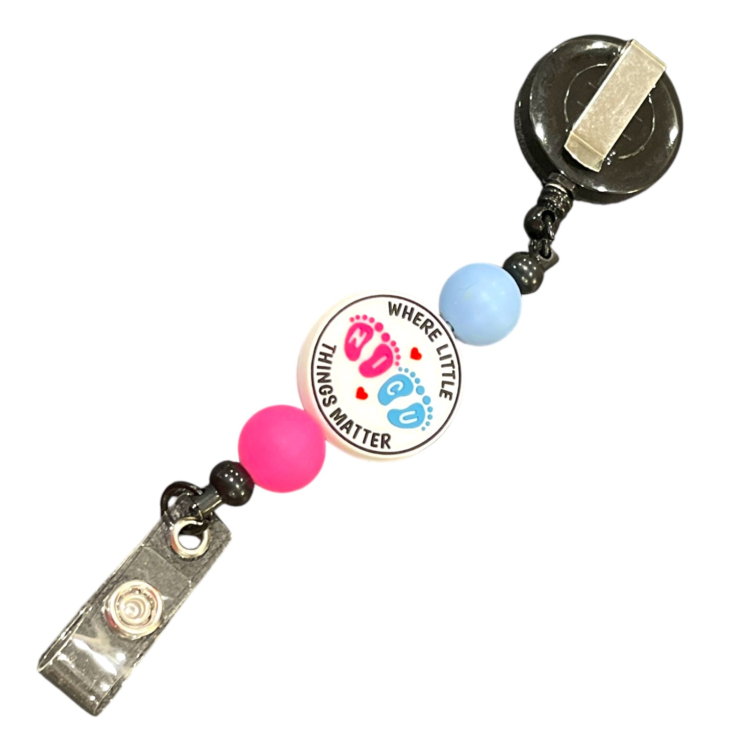 NICU Beaded Badge Holder | Cute & Durable ID Reel for Nurses & Healthcare Workers
