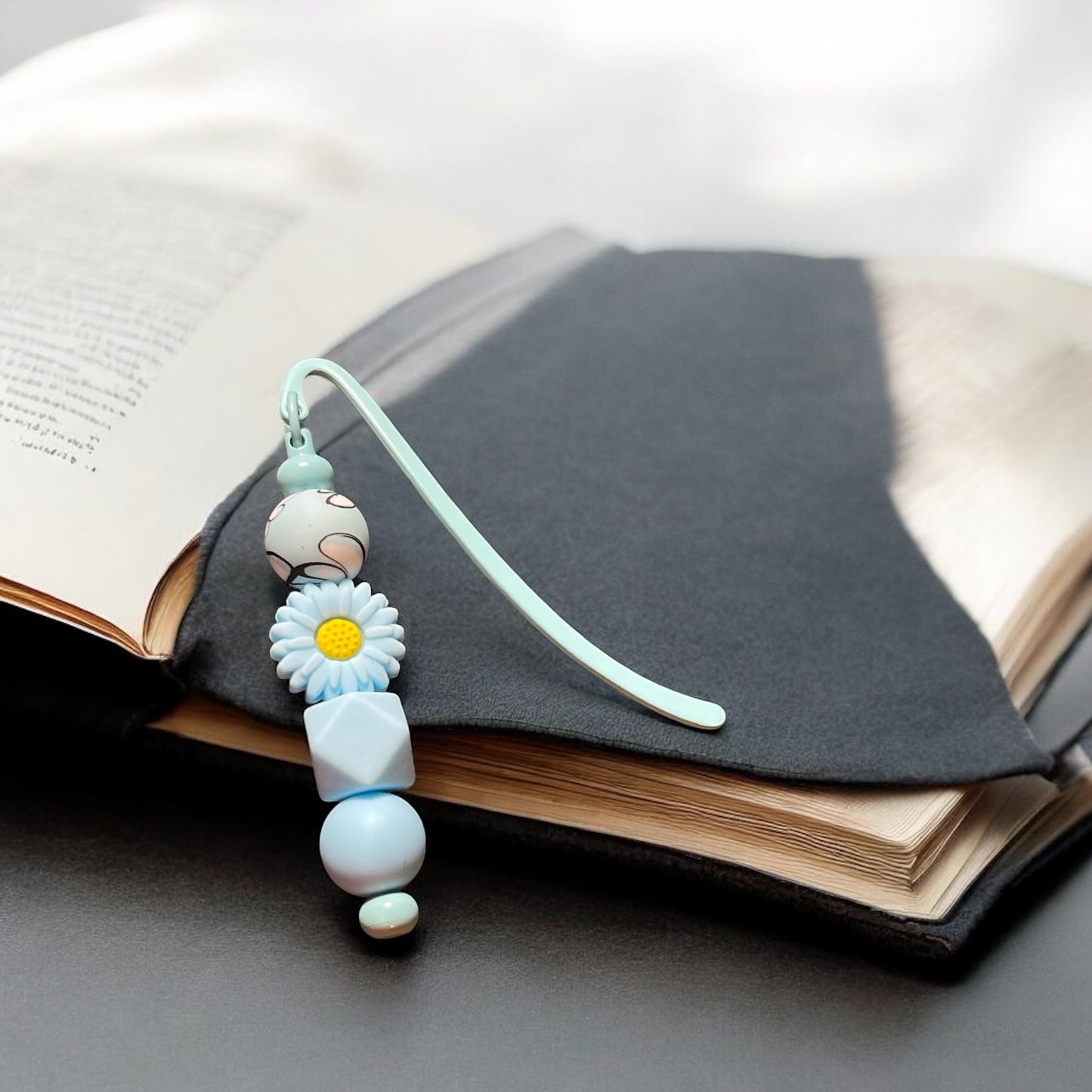 Blue Flower Beaded Bookmark - Handmade and Beautiful Reading Accessory