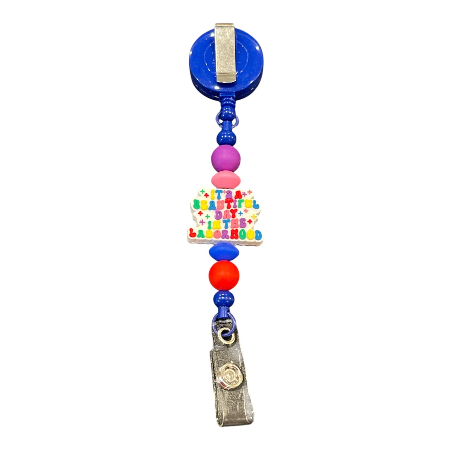 Labor & Delivery Beaded Badge Holder | Stylish & Durable ID Reel for L&D Nurses
