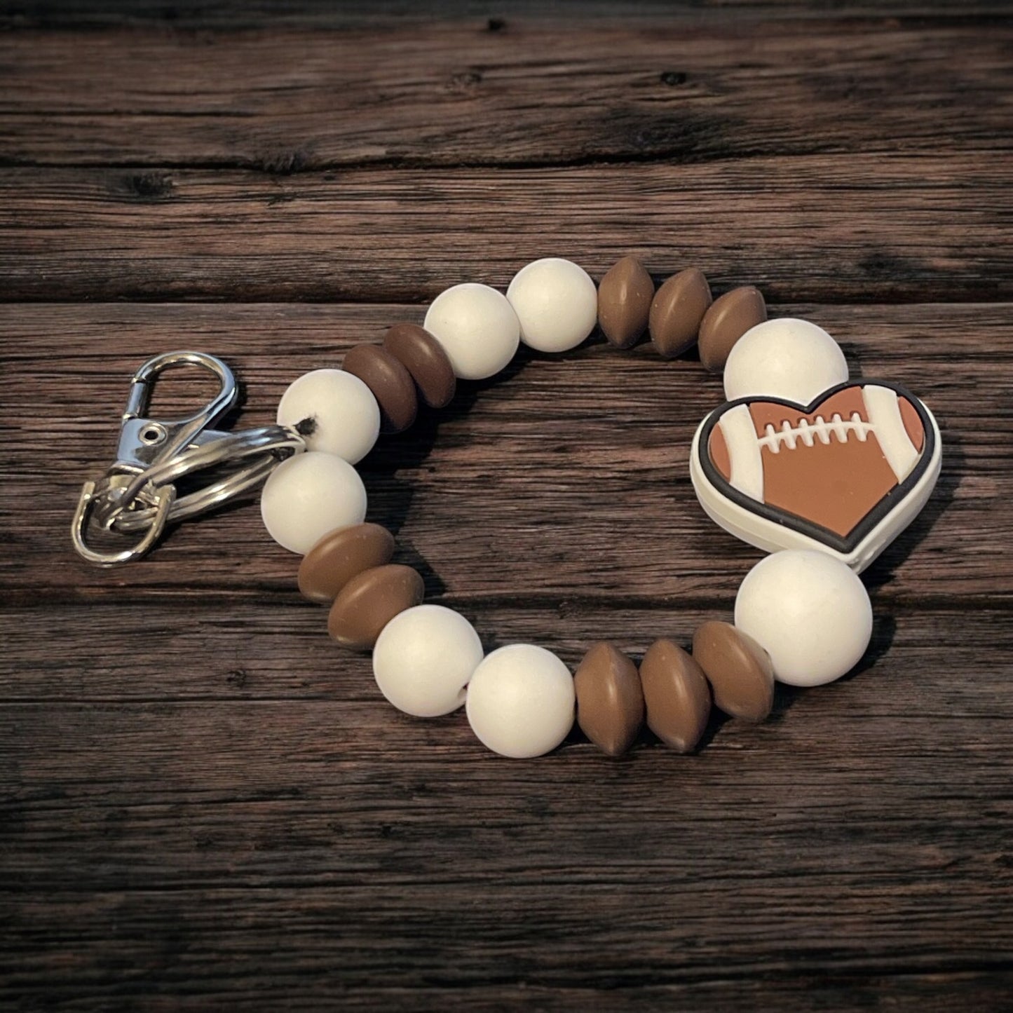 Beaded Wristlet Keychain for Football Fans - Unique Sports Keychain for Football Enthusiasts