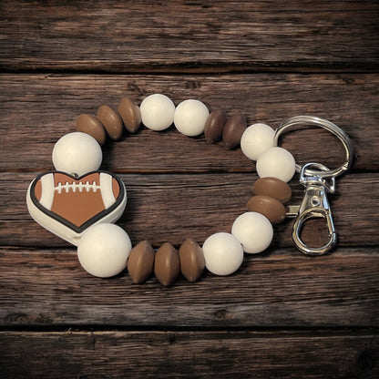 Beaded Wristlet Keychain for Football Fans - Unique Sports Keychain for Football Enthusiasts