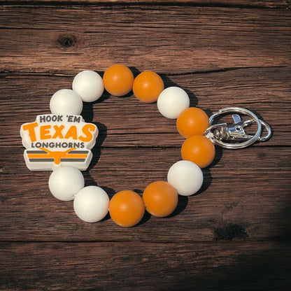 Beaded Wristlet Keychain for Texas Longhorns - Custom Keychain for Longhorn Fans