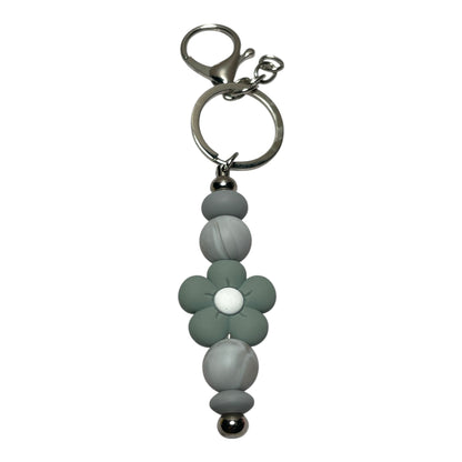 Handcrafted Beaded Keychain with Flowers - Colorful Floral Keychain