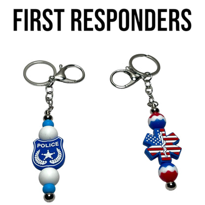 Beaded Keychain for First Responders - Personalized First Responders Keychain