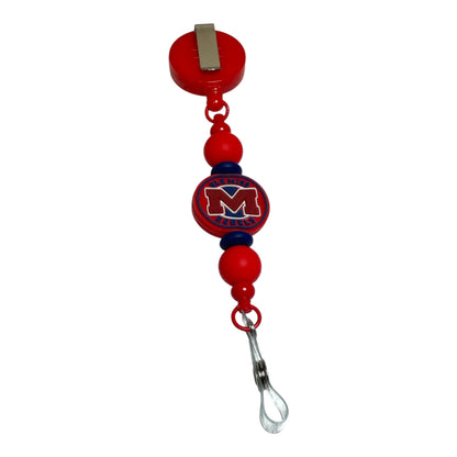 Ole Miss Beaded Badge Holder – Stylish & Durable Retractable ID Reel