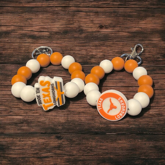 Beaded Wristlet Keychain for Texas Longhorns - Custom Keychain for Longhorn Fans