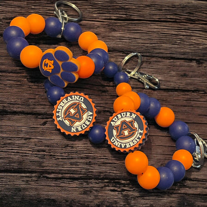 Auburn Beaded Wristlet Keychain - Unique War Eagle Fan Accessory, Game Day Essential