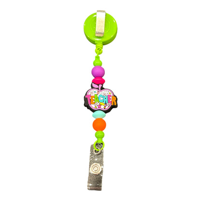 Beaded Teacher Badge Holder - Best Teacher Ever, Perfect Teacher Appreciation Gift