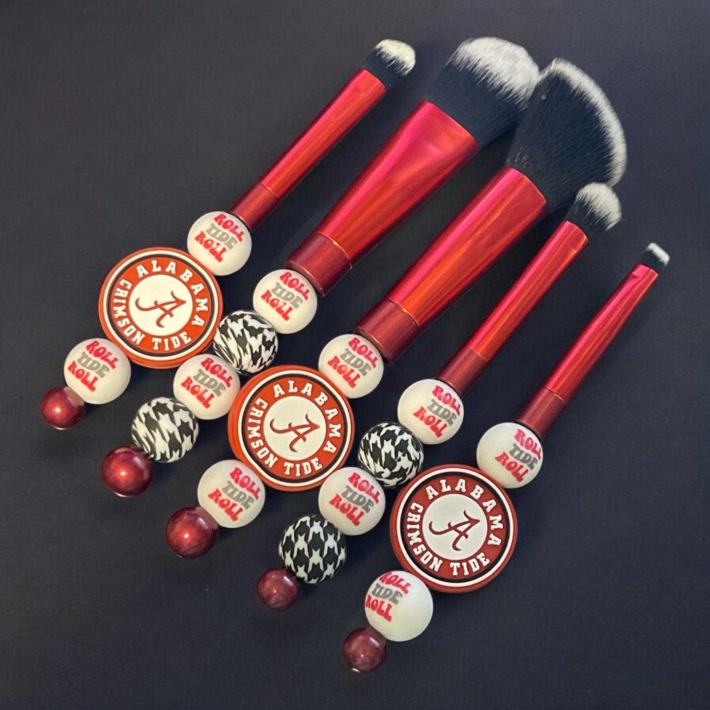University of Alabama Beaded Makeup Brushes | Crimson Tide Cosmetic Brushes