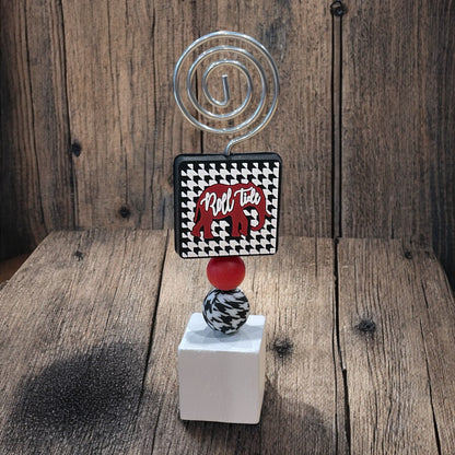 Beaded Photo Holder | University of Alabama Decor | UA Crimson Tide Desk Display | College Gift Idea