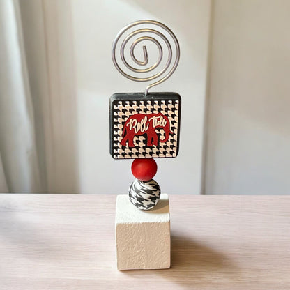 Beaded Photo Holder | University of Alabama Decor | UA Crimson Tide Desk Display | College Gift Idea