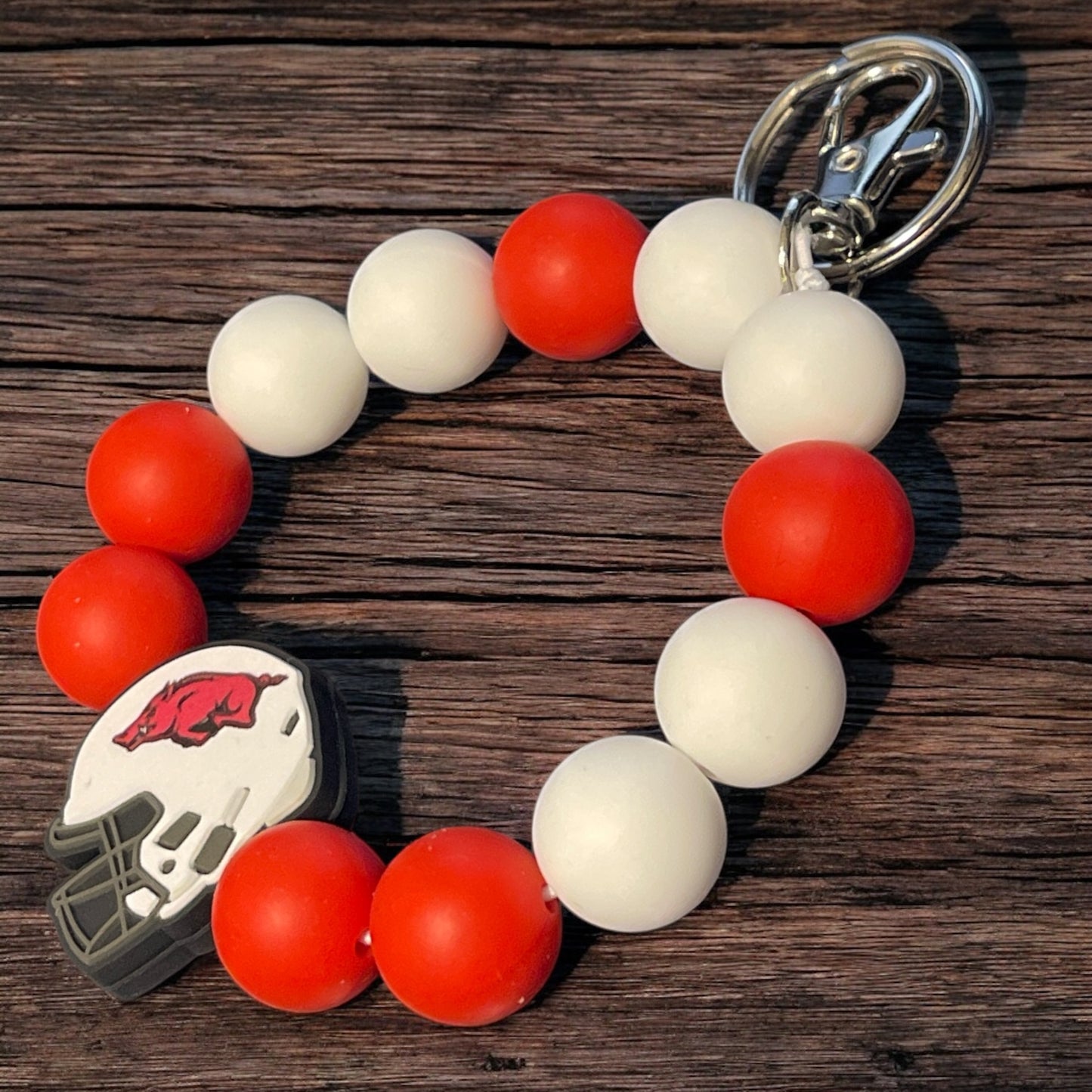 Arkansas Razorbacks Beaded Wristlet Keychain - Handmade Game Day Accessory, Razorbacks Fan Gift