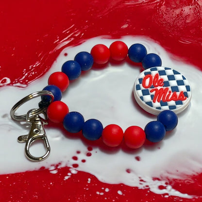 Ole Miss Rebels Beaded Keychain - Handmade Wristlet for Ole Miss Fans