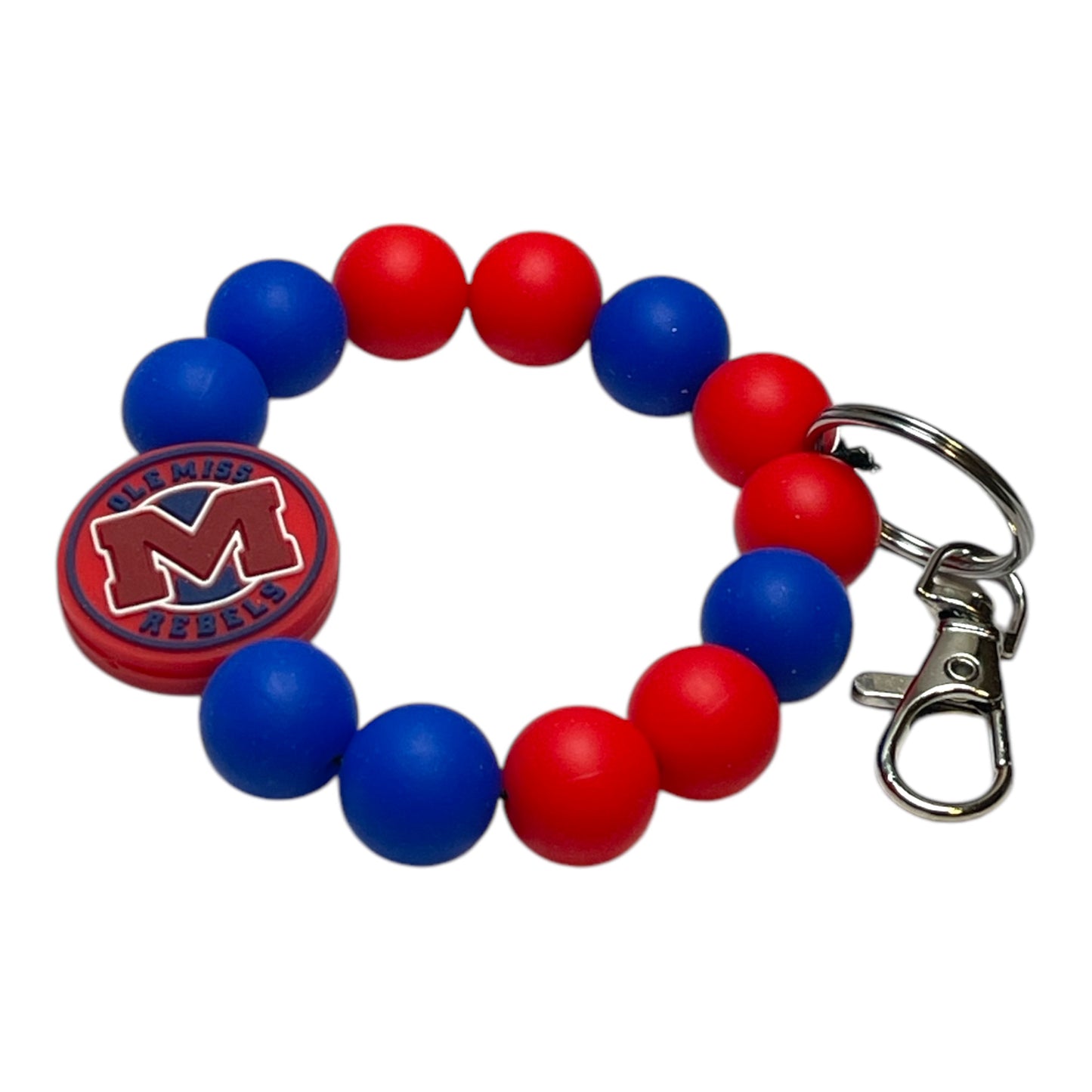 Ole Miss Rebels Beaded Keychain - Handmade Wristlet for Ole Miss Fans