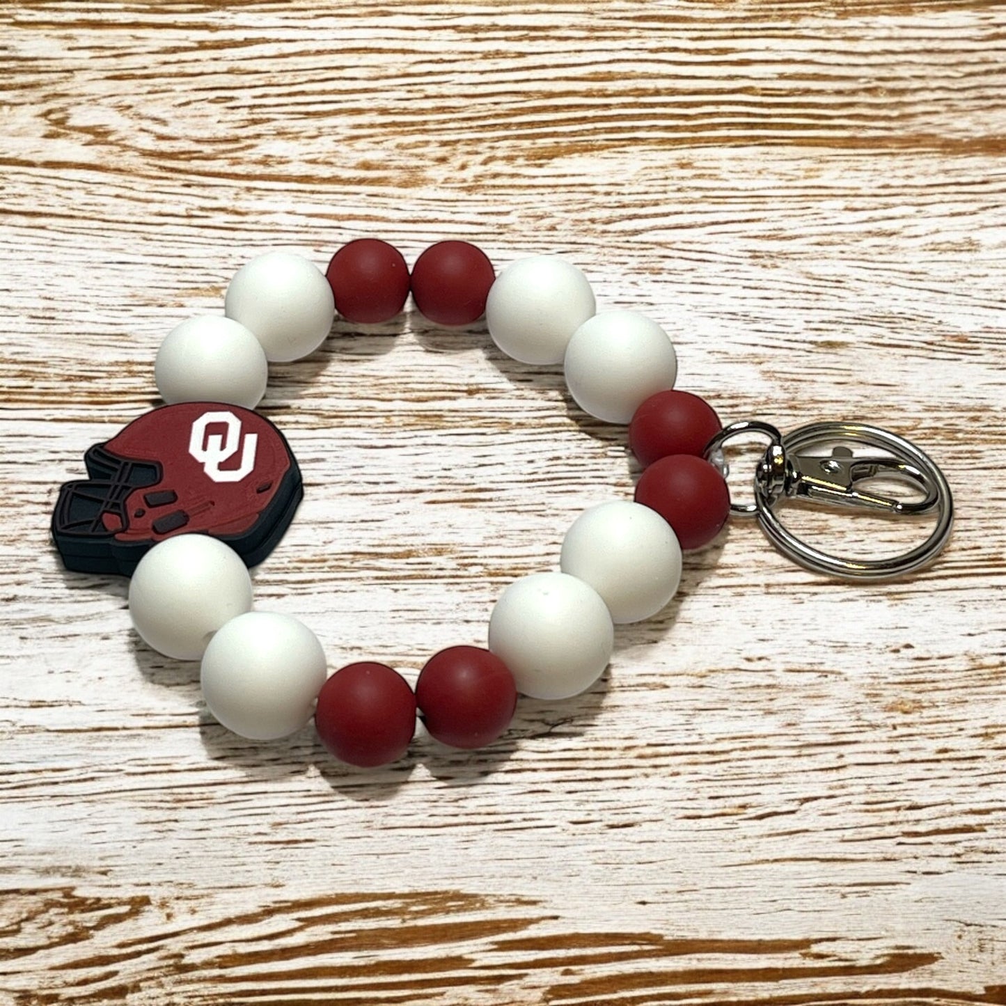 Oklahoma Sooners Beaded Keychain Wristlet - Personalized Wristlet for Fans