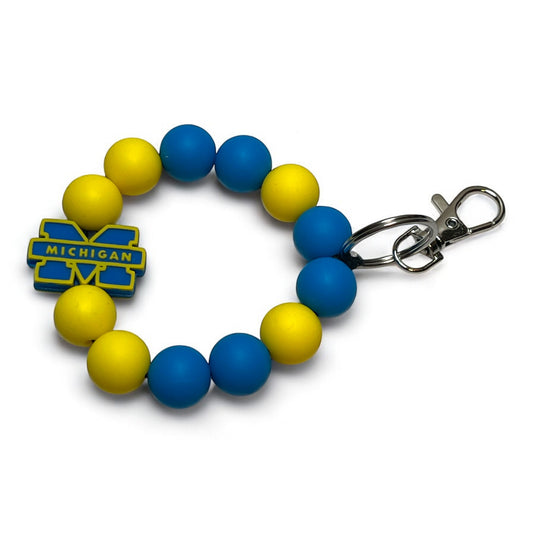 Michigan Beaded Keychain Wristlet - Custom Wristlet for U of M Fans