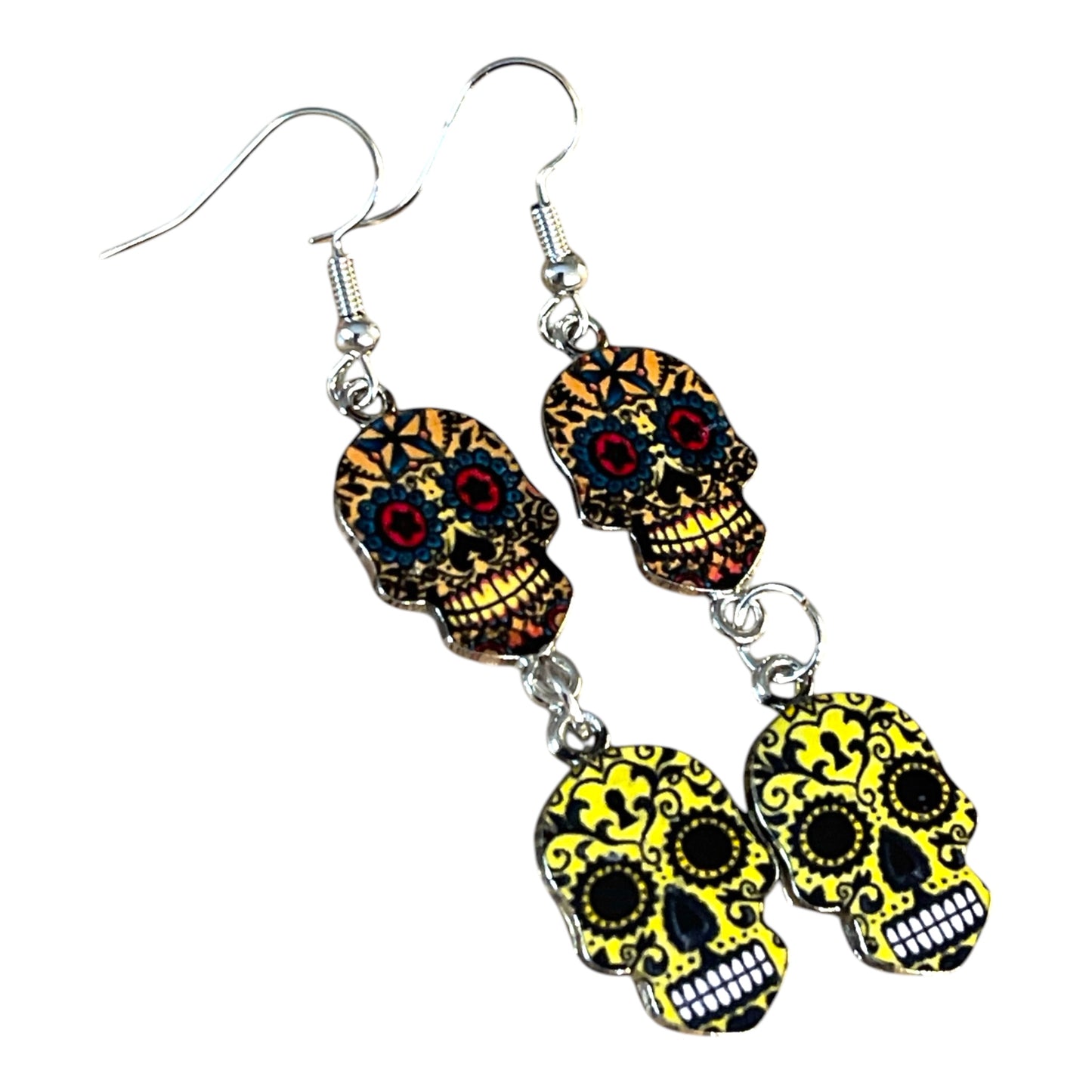 Bright Sugar Skull Earrings | Boho Jewelry | Día de los Muertos Inspired Gift