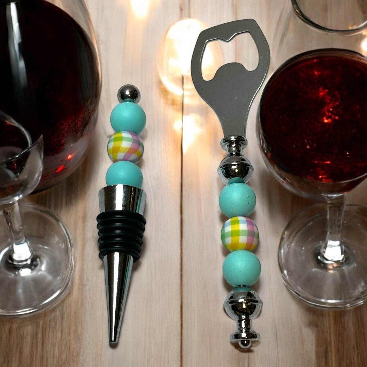 Beaded Wine Stopper & Bottle Opener Set – Beautiful Wine Gifts