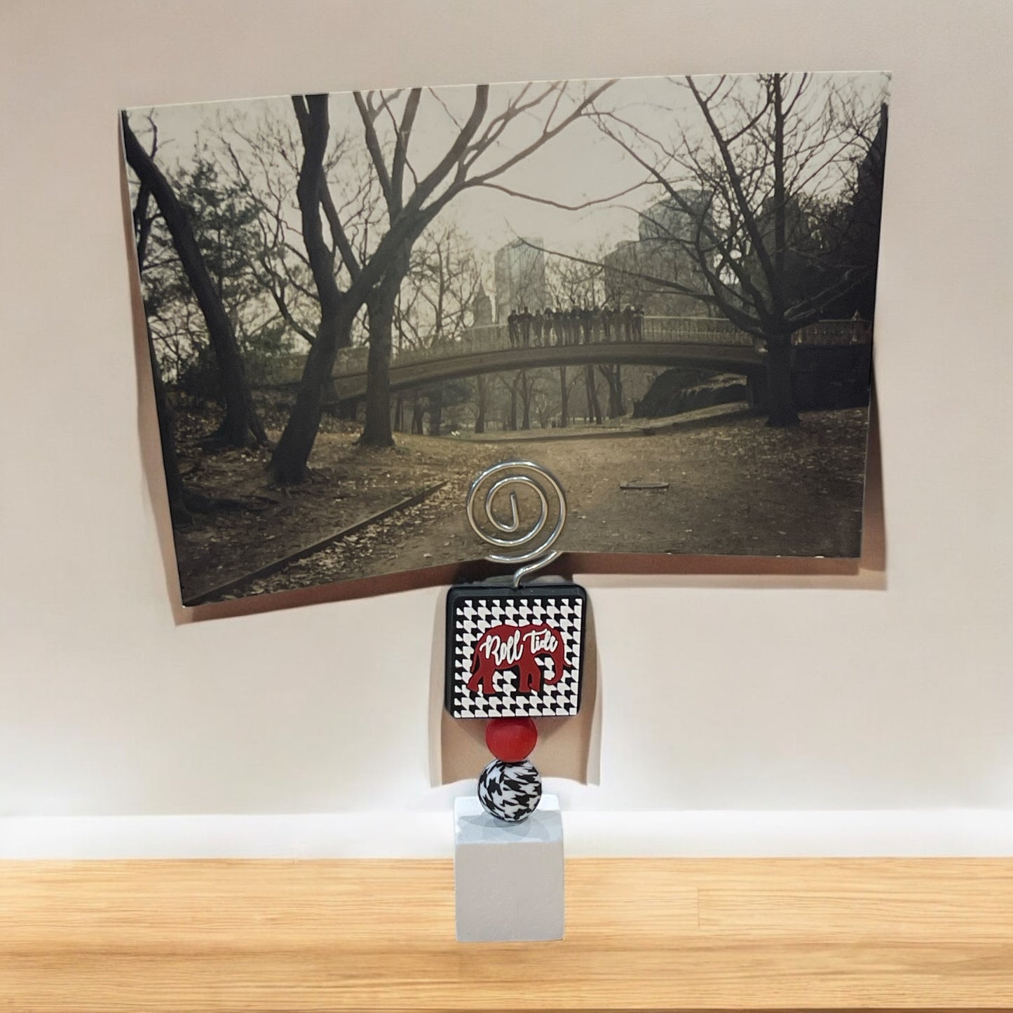 Beaded Photo Holder | University of Alabama Decor | UA Crimson Tide Desk Display | College Gift Idea