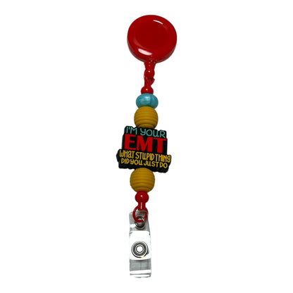 EMT Badge Reel - Retractable ID Holder for Emergency Medical Technicians