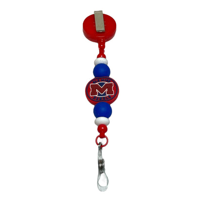 Ole Miss Beaded Badge Holder – Stylish & Durable Retractable ID Reel