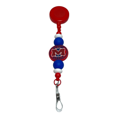 Ole Miss Beaded Badge Holder – Stylish & Durable Retractable ID Reel