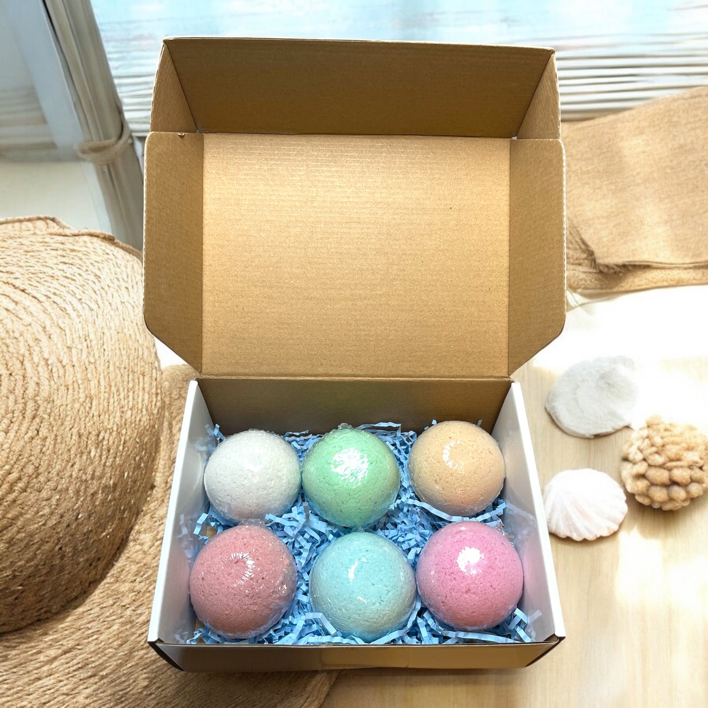 Beach-Themed Bath Bomb Set - Handmade Ocean-Inspired Bath Fizzies, Perfect Gift for Relaxation