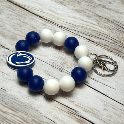 Penn State Beaded Wristlet Keychain - Handmade Keychain for Nittany Lions Fans