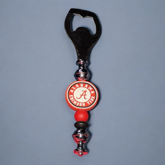 University of Alabama Beaded Bottle Opener - Crimson Tide Inspired Bar Accessory, Gift for Fans