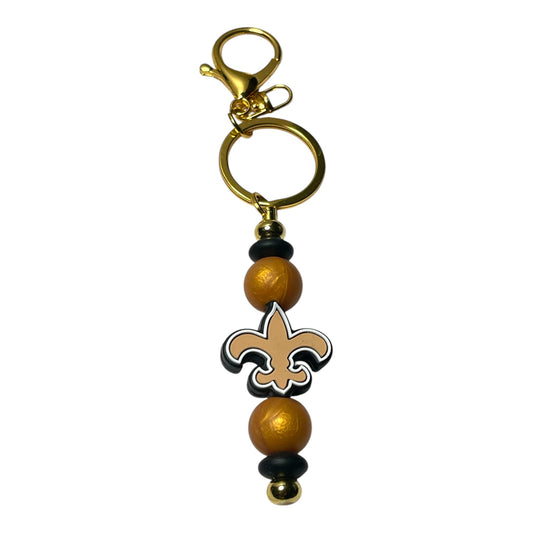 New Orleans Saints Beaded Keychain - Personalized Keychain for Football Fans