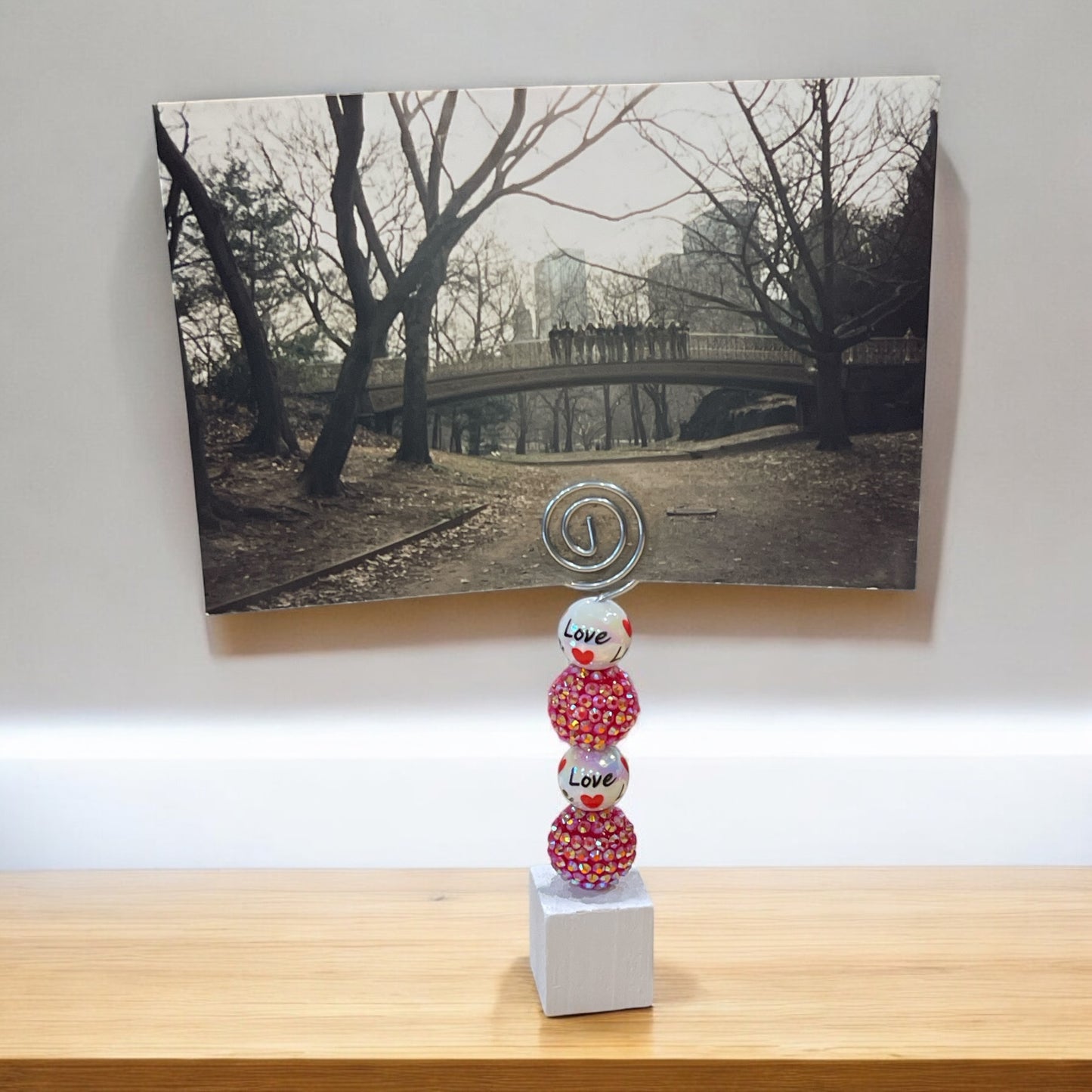 Beaded Photo Holder | Valentine’s Day Decor | Love Themed Picture Stand | Romantic Gift Idea