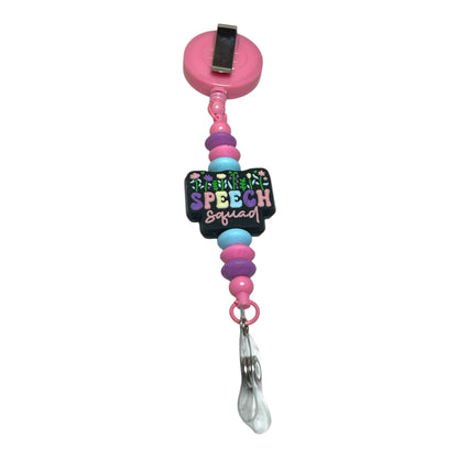 Personalized Beaded Badge Reel for Speech Therapy Professionals – Unique ID Holder