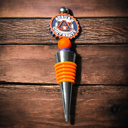 Auburn Themed Beaded Wine Stopper - Handcrafted Wine Accessory