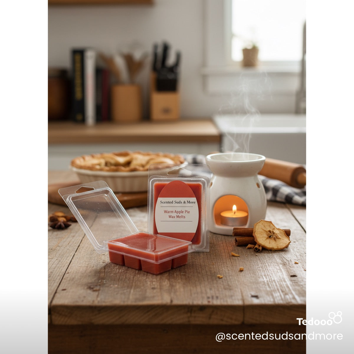 Warm Apple Crumble Pie Wax Melts – Rich and Spiced Scent