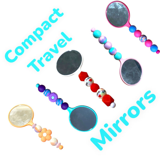 Decorative Beaded Compact Mirror – Travel-Friendly & Unique