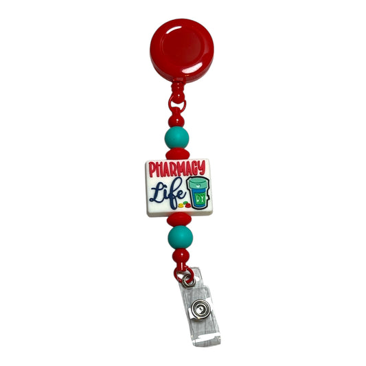 Pharmacy Badge Reel with Beaded Design – Chic and Durable ID Holder for Professionals