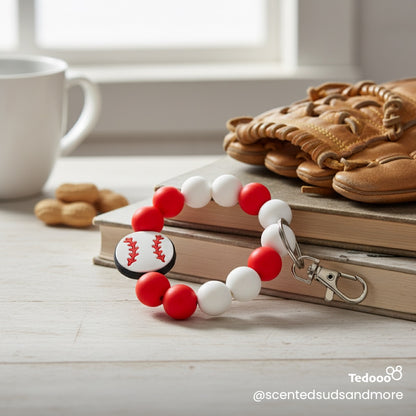 Beaded Wristlet Keychain for Baseball or Softball - Fun and Functional Keychain for Baseball or Softball Enthusiasts