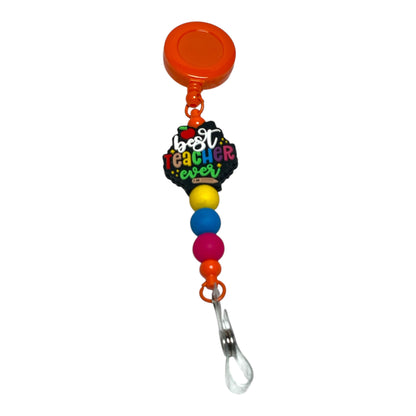 Beaded Teacher Badge Holder - Best Teacher Ever, Perfect Teacher Appreciation Gift