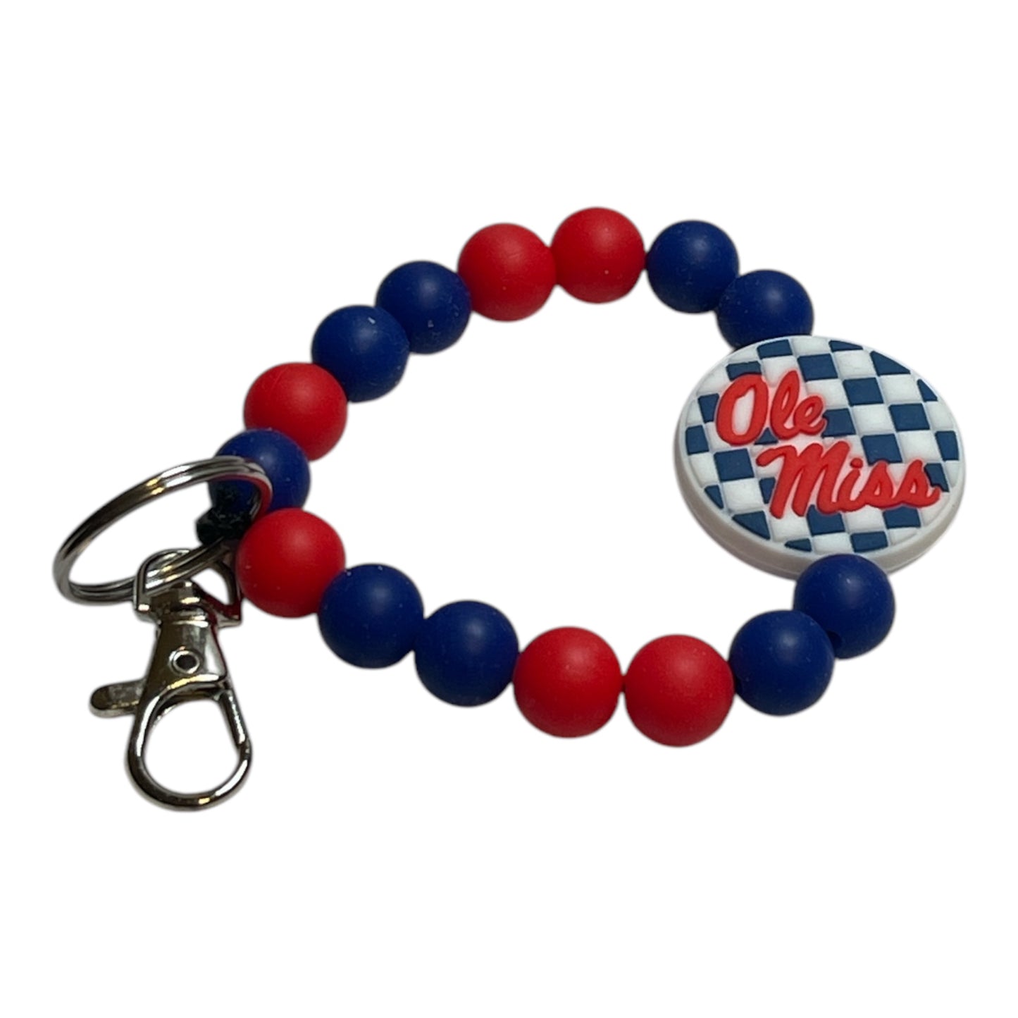 Ole Miss Rebels Beaded Keychain - Handmade Wristlet for Ole Miss Fans