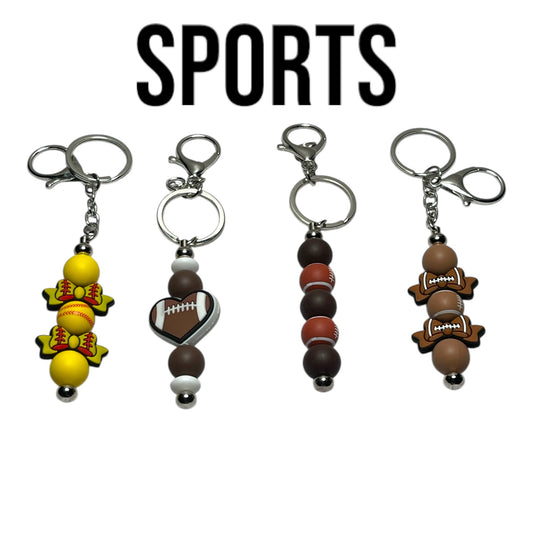 Sports Themed Beaded Keychain - Cute Keychain for Sports Fans