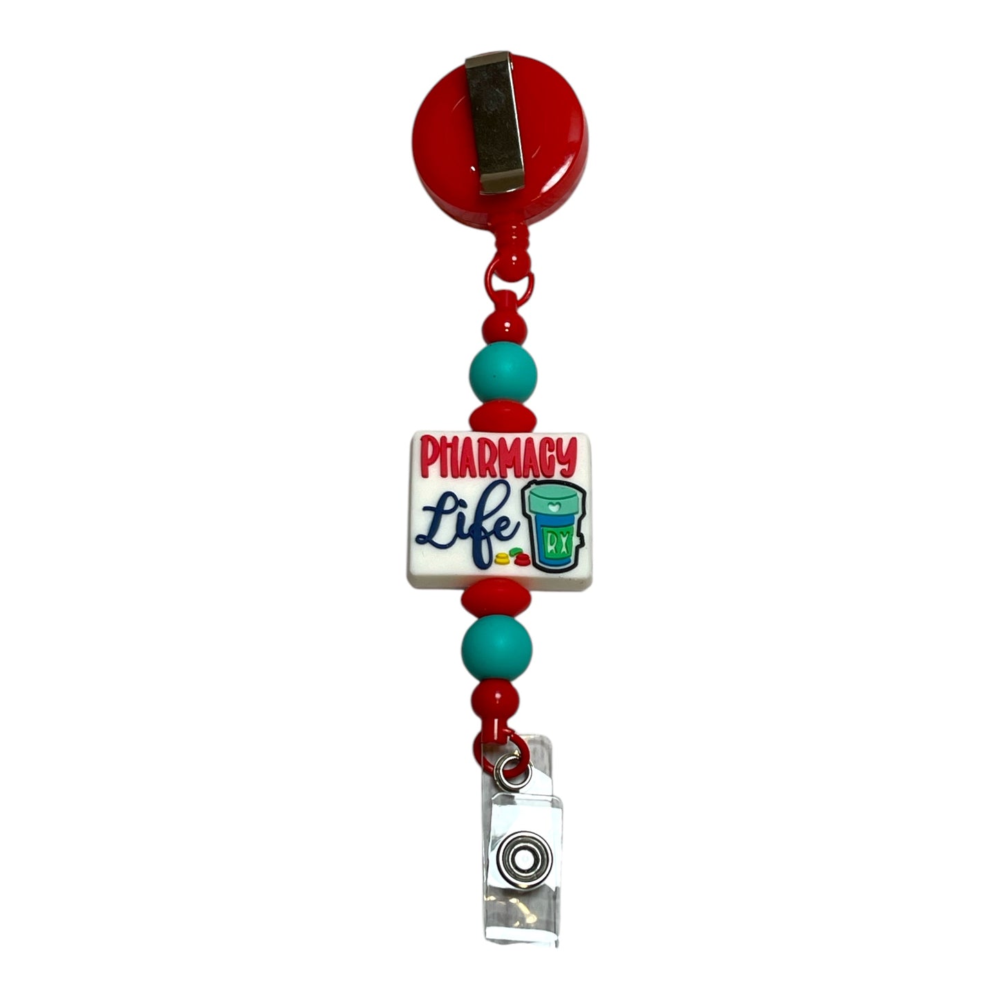 Pharmacy Badge Reel with Beaded Design – Chic and Durable ID Holder for Professionals