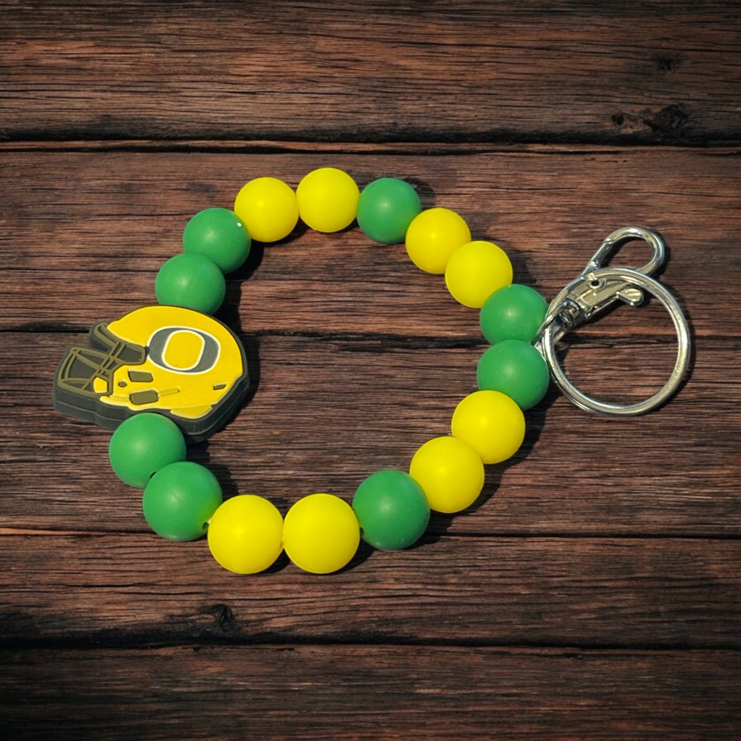 Beaded Oregon Ducks Wristlet - Handcrafted Keychain for University of Oregon Fans