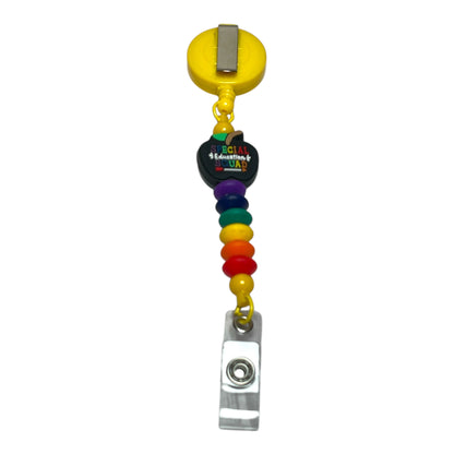 Beaded Teacher Badge Holder - Best Teacher Ever, Perfect Teacher Appreciation Gift