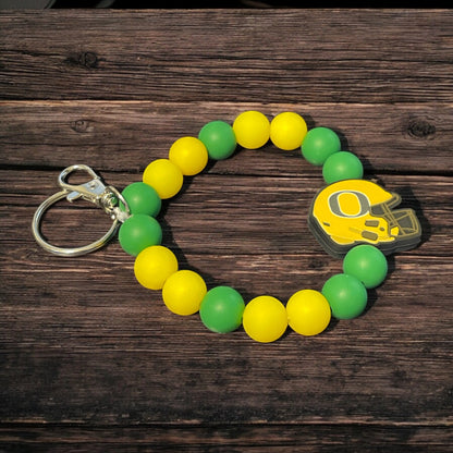 Beaded Oregon Ducks Wristlet - Handcrafted Keychain for University of Oregon Fans