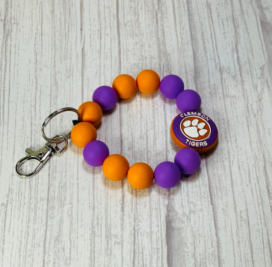 Clemson Wristlet Keychain - Clemson Tigers Fan Gear, Custom Key Fob, College Pride Accessory