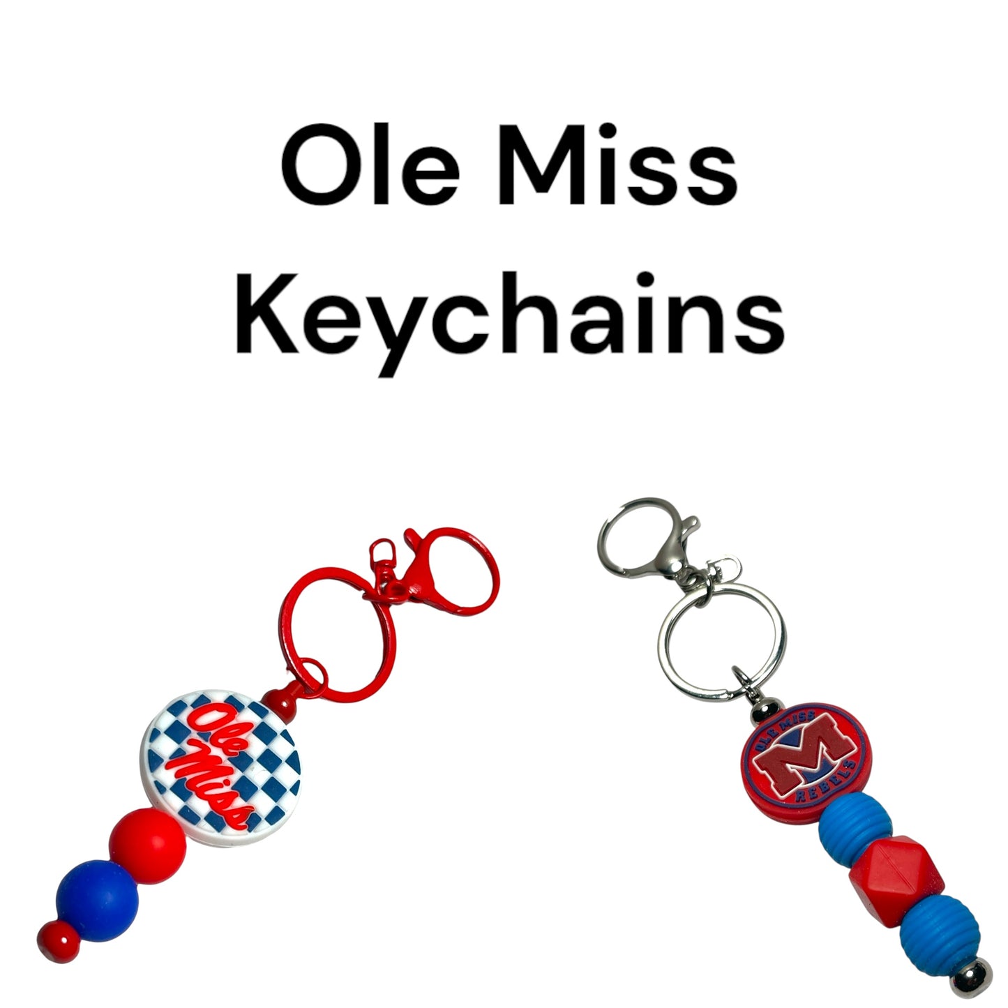 Ole Miss Beaded Keychain – Handmade Rebels Keychain Gift