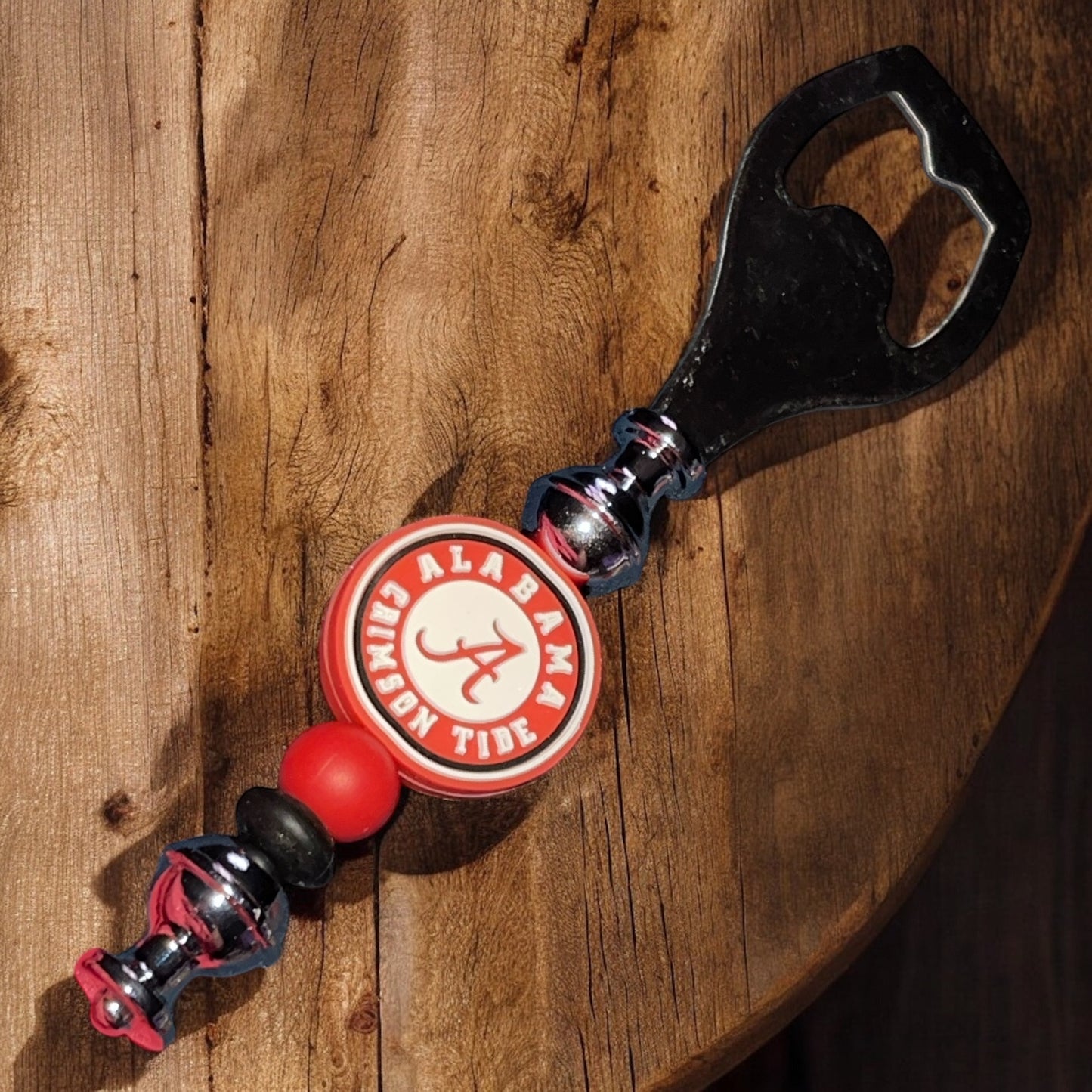 University of Alabama Beaded Bottle Opener - Crimson Tide Inspired Bar Accessory, Gift for Fans